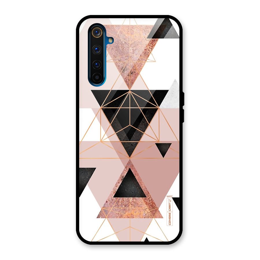 Abstract Rose Gold Triangles Glass Back Case for Realme 6 Pro