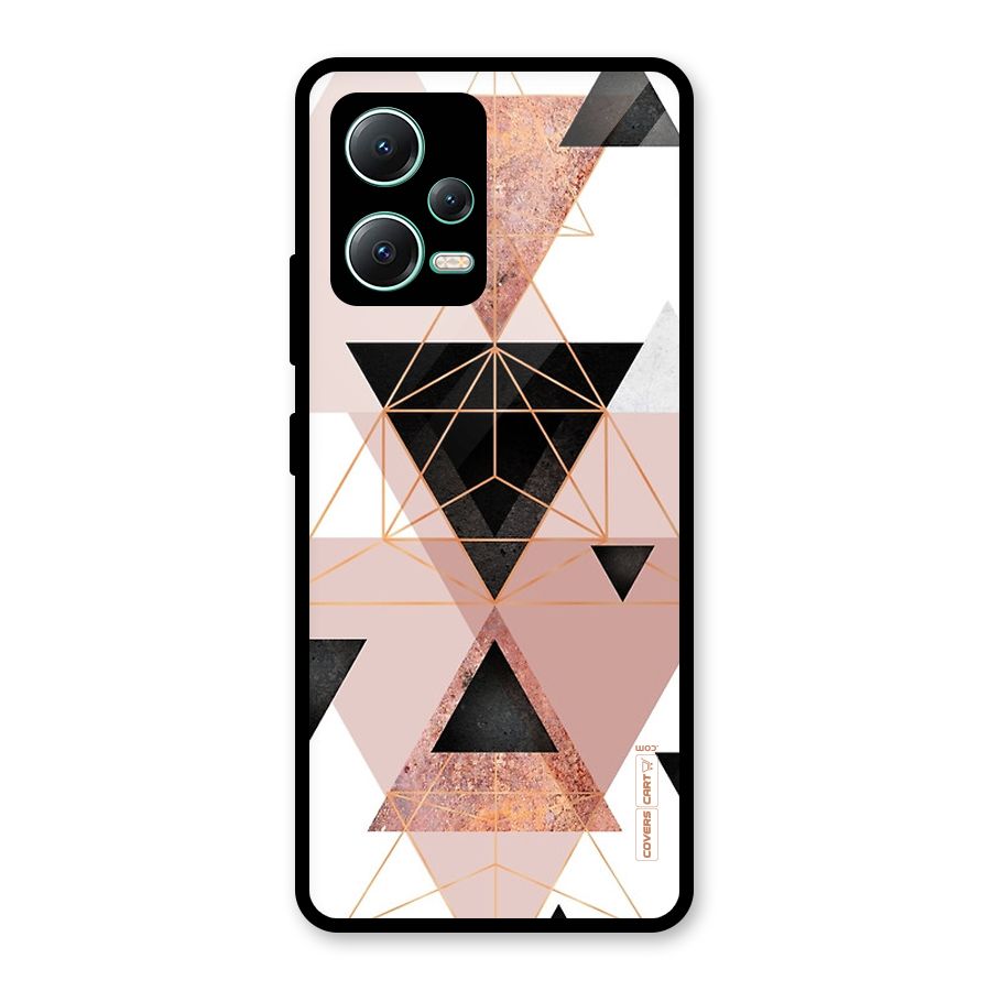 Abstract Rose Gold Triangles Glass Back Case for Redmi Note 12 5G