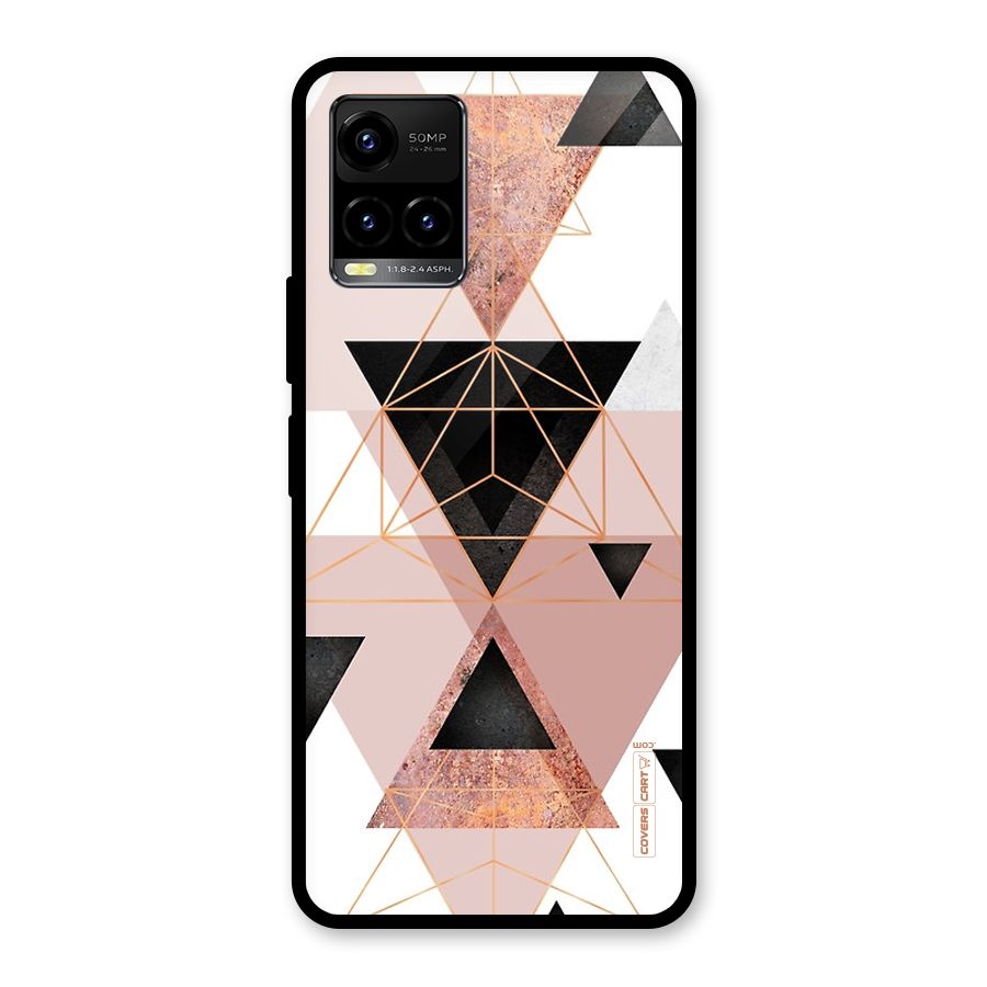 Abstract Rose Gold Triangles Glass Back Case for Vivo Y21A