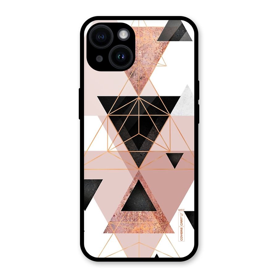 Abstract Rose Gold Triangles Glass Back Case for iPhone 14