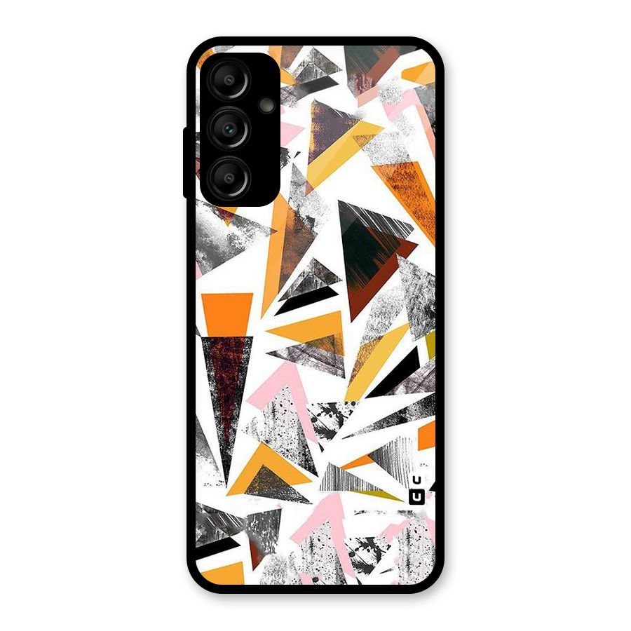 Abstract Sketchy Triangles Glass Back Case for Galaxy A14 5G