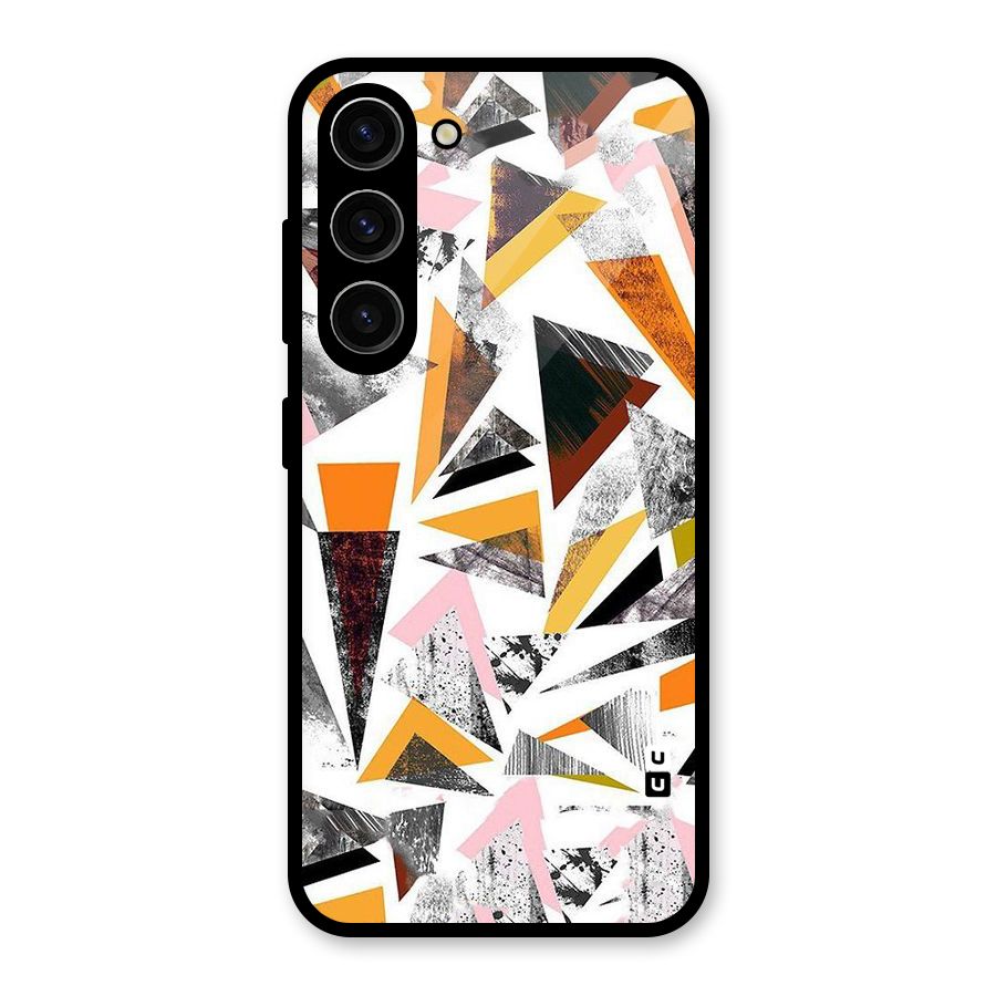 Abstract Sketchy Triangles Glass Back Case for Galaxy S23