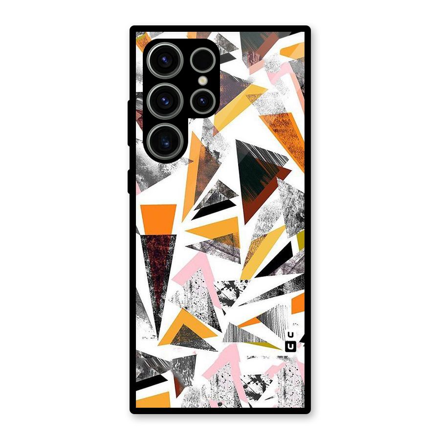 Abstract Sketchy Triangles Glass Back Case for Galaxy S23 Ultra