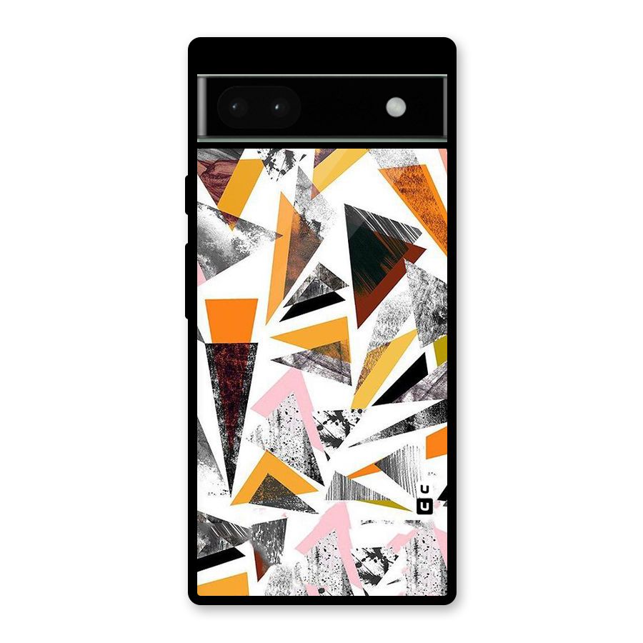 Abstract Sketchy Triangles Glass Back Case for Google Pixel 6a