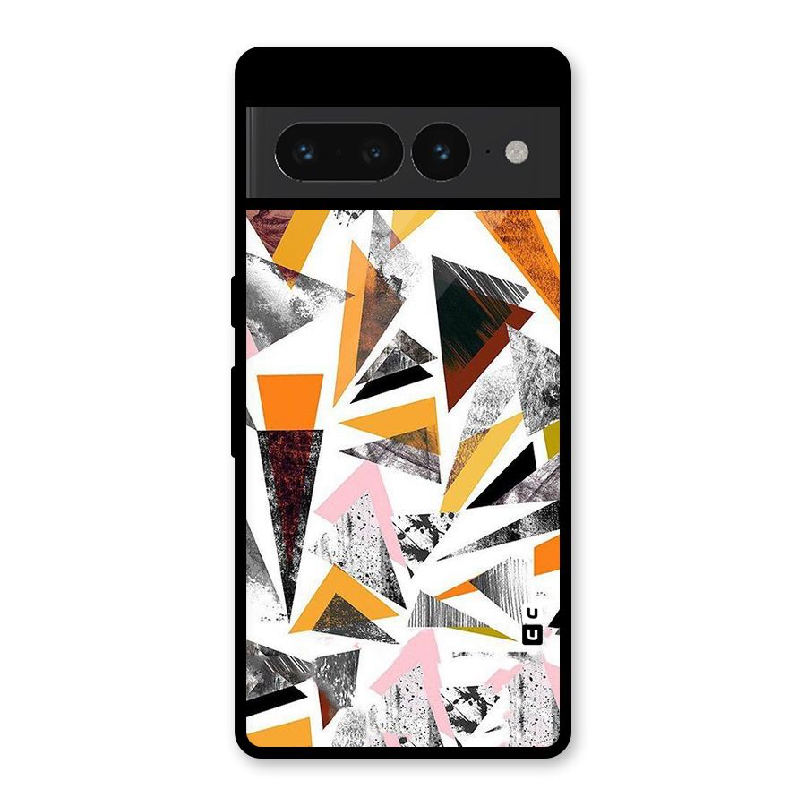 Abstract Sketchy Triangles Glass Back Case for Google Pixel 7 Pro