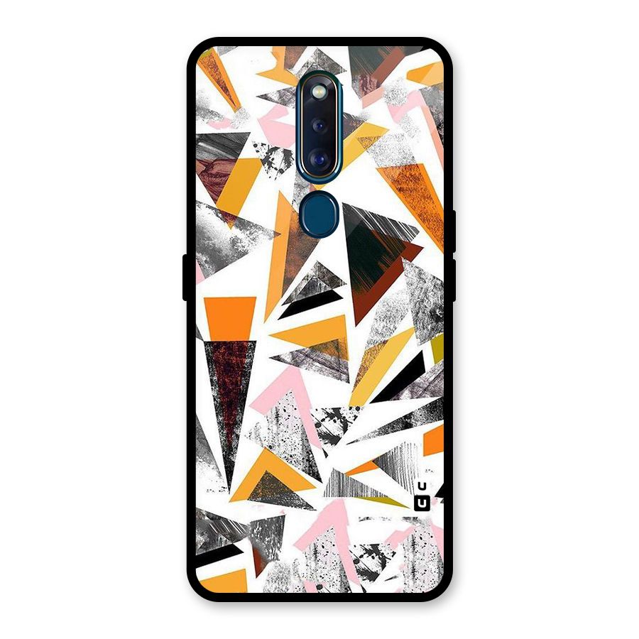 Abstract Sketchy Triangles Glass Back Case for Oppo F11 Pro