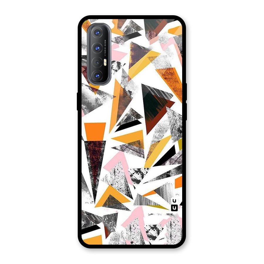 Abstract Sketchy Triangles Glass Back Case for Oppo Reno3 Pro