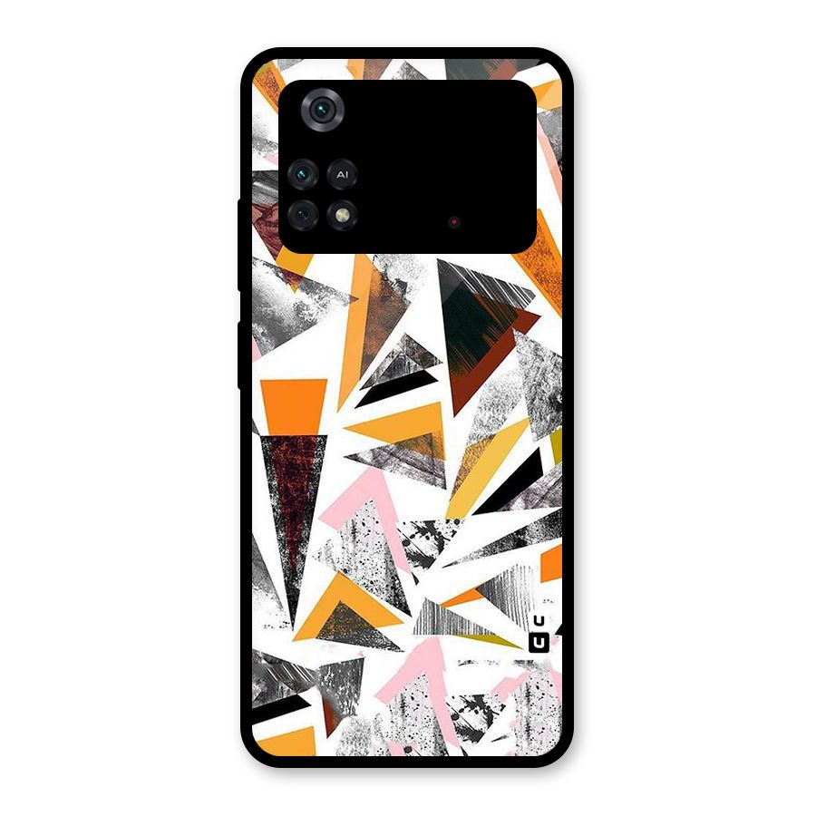 Abstract Sketchy Triangles Glass Back Case for Poco M4 Pro 4G
