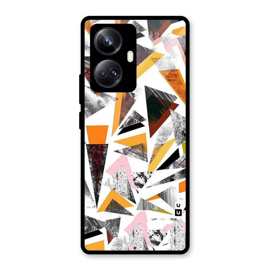 Abstract Sketchy Triangles Glass Back Case for Realme 10 Pro Plus