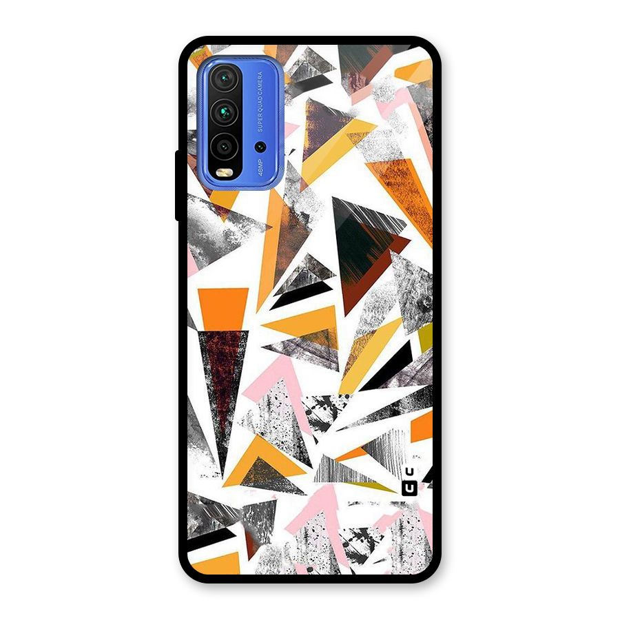 Abstract Sketchy Triangles Glass Back Case for Redmi 9 Power