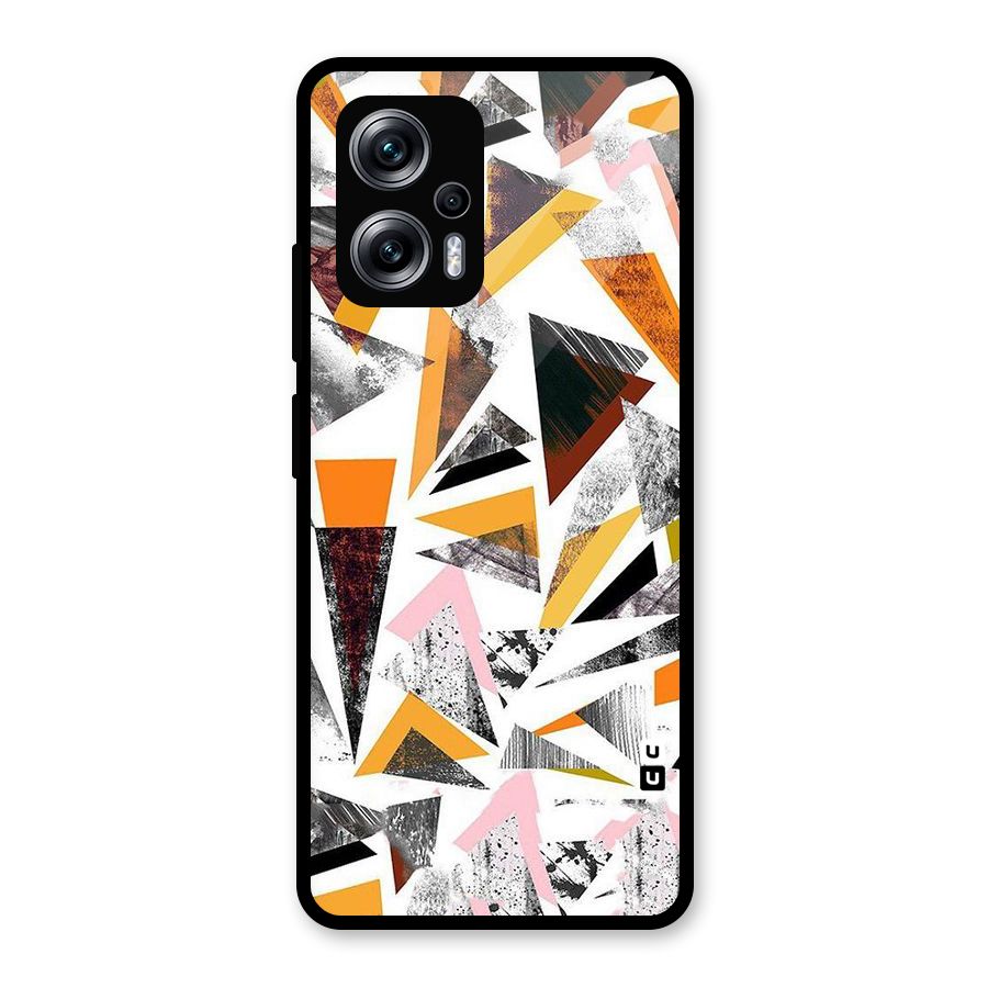 Abstract Sketchy Triangles Glass Back Case for Redmi K50i