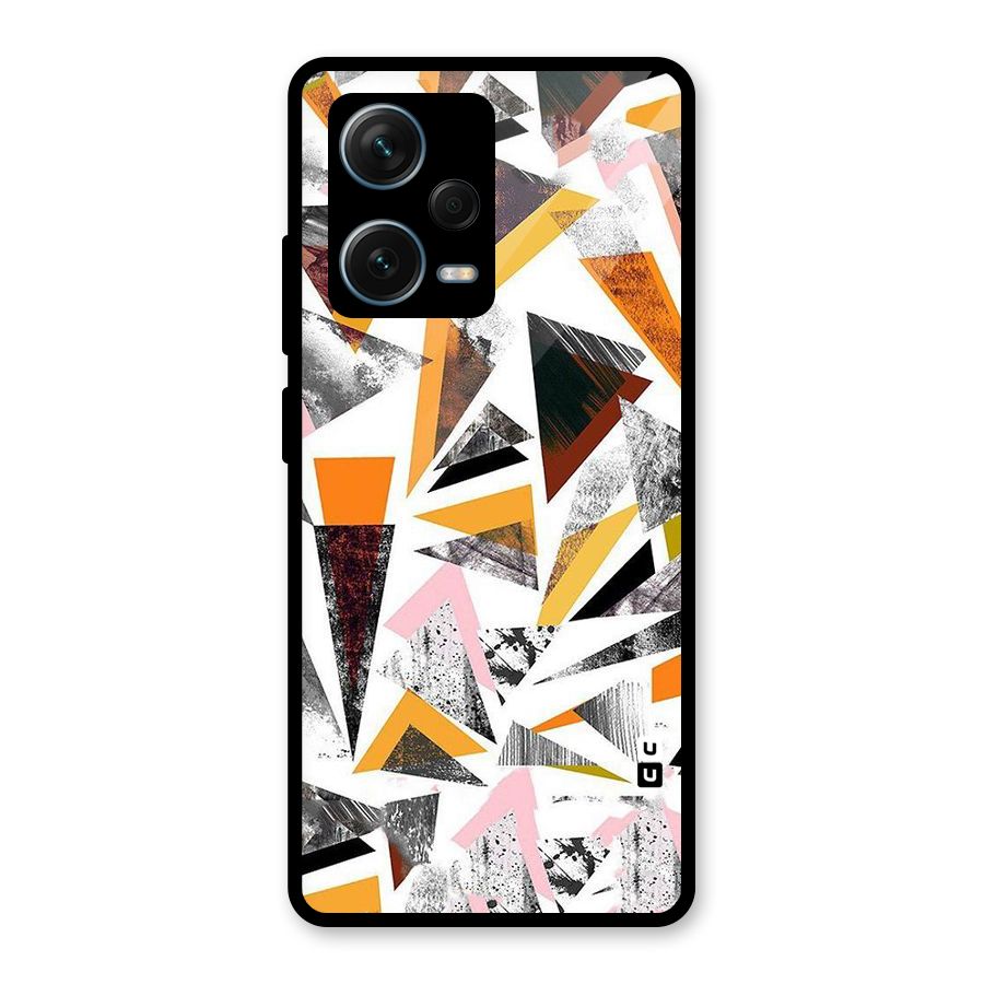 Abstract Sketchy Triangles Glass Back Case for Redmi Note 12 Pro Plus 5G