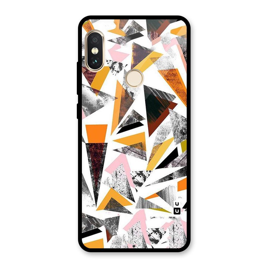 Abstract Sketchy Triangles Glass Back Case for Redmi Note 5 Pro