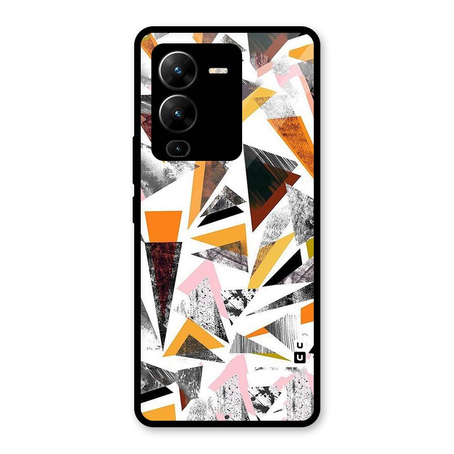 Abstract Sketchy Triangles Glass Back Case for Vivo V25 Pro