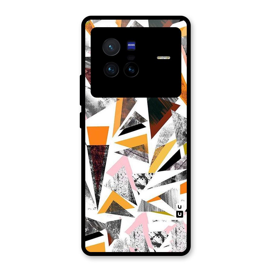 Abstract Sketchy Triangles Glass Back Case for Vivo X80