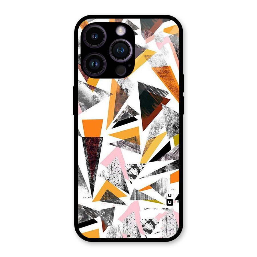 Abstract Sketchy Triangles Glass Back Case for iPhone 14 Pro Max