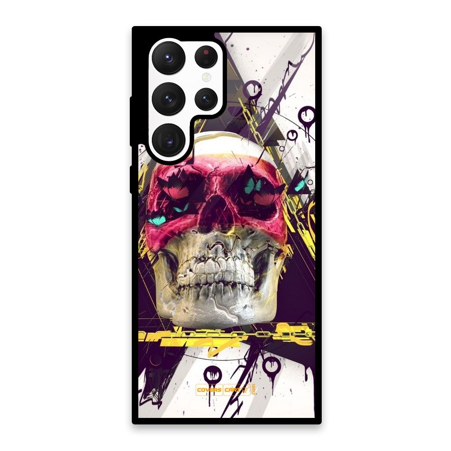 Abstract Skull Glass Back Case for Galaxy S22 Ultra 5G