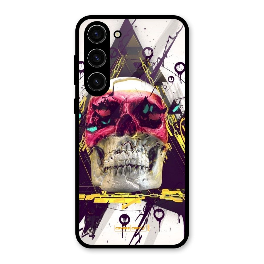 Abstract Skull Glass Back Case for Galaxy S23 Plus