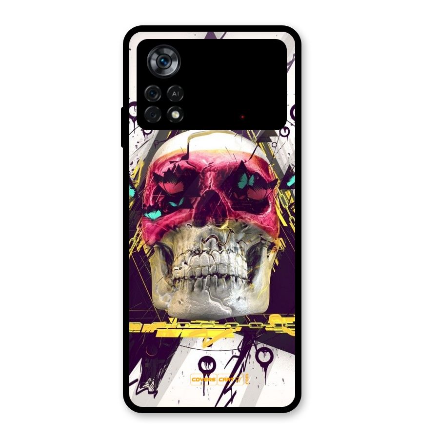 Abstract Skull Glass Back Case for Poco X4 Pro 5G