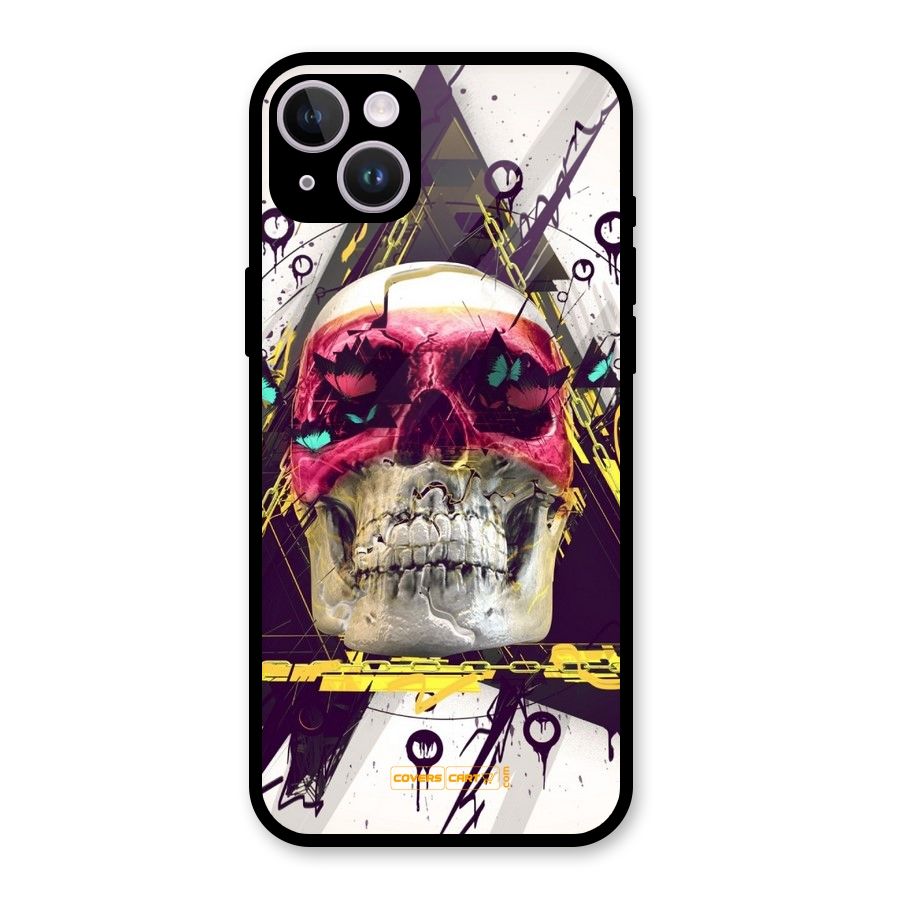 Abstract Skull Glass Back Case for iPhone 14 Plus