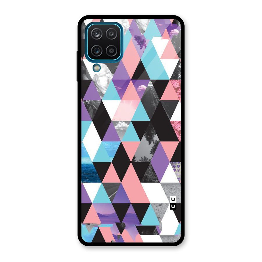 Abstract Splash Triangles Glass Back Case for Galaxy A12