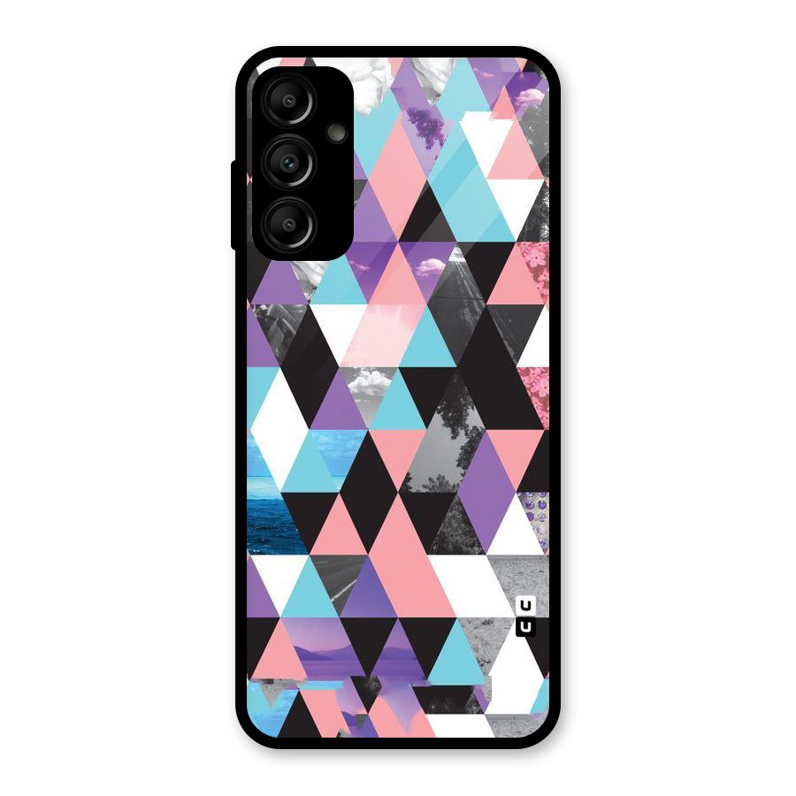 Abstract Splash Triangles Glass Back Case for Galaxy A14 5G