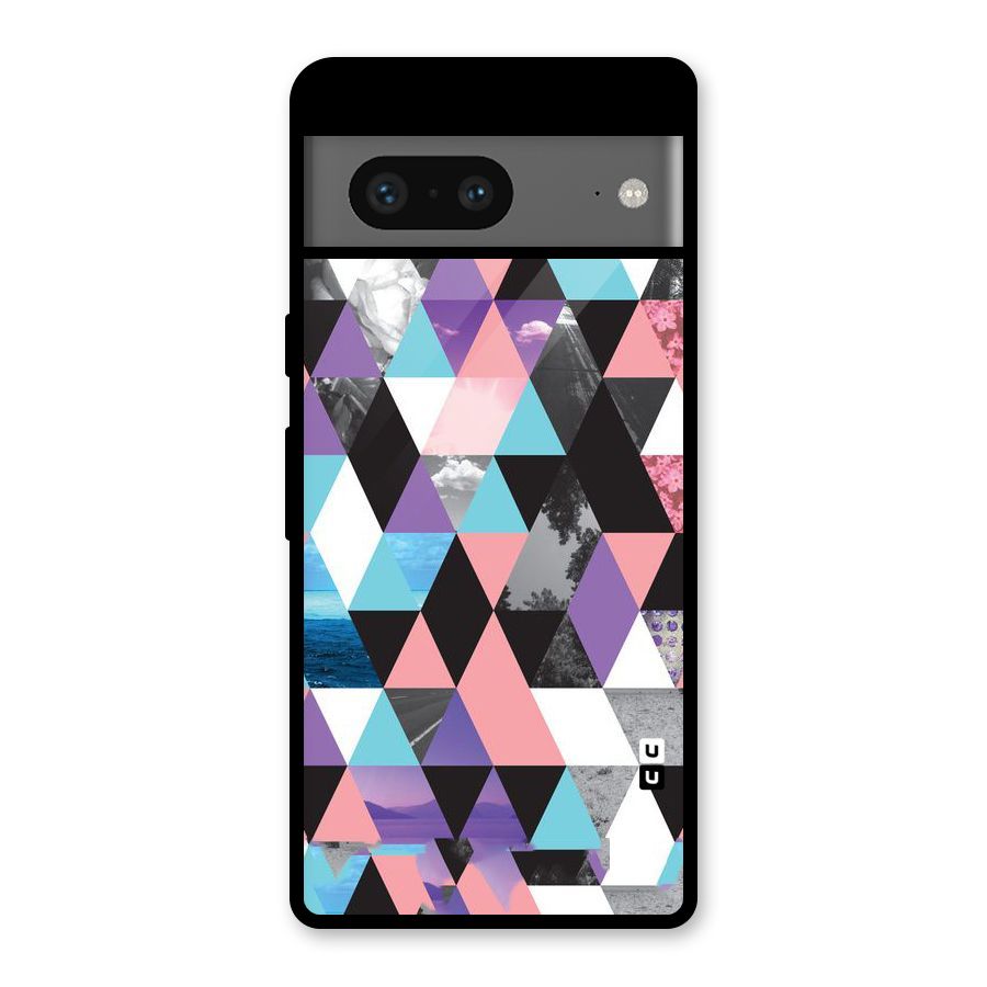 Abstract Splash Triangles Glass Back Case for Google Pixel 7