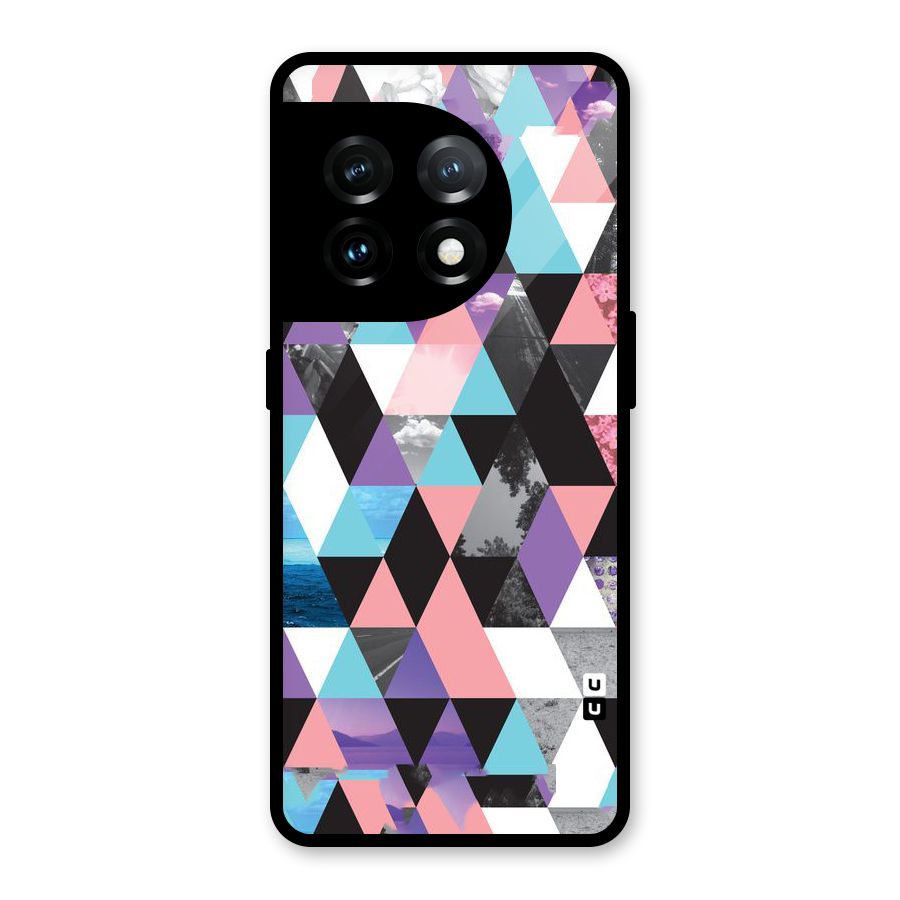 Abstract Splash Triangles Glass Back Case for OnePlus 11