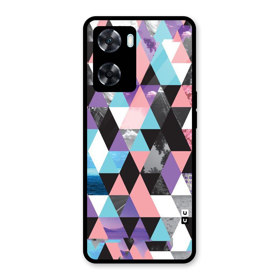 Abstract Splash Triangles Glass Back Case for Oppo A77