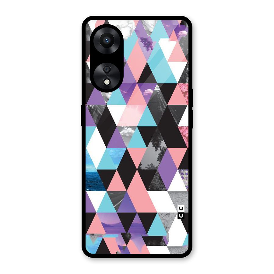 Abstract Splash Triangles Glass Back Case for Oppo A78