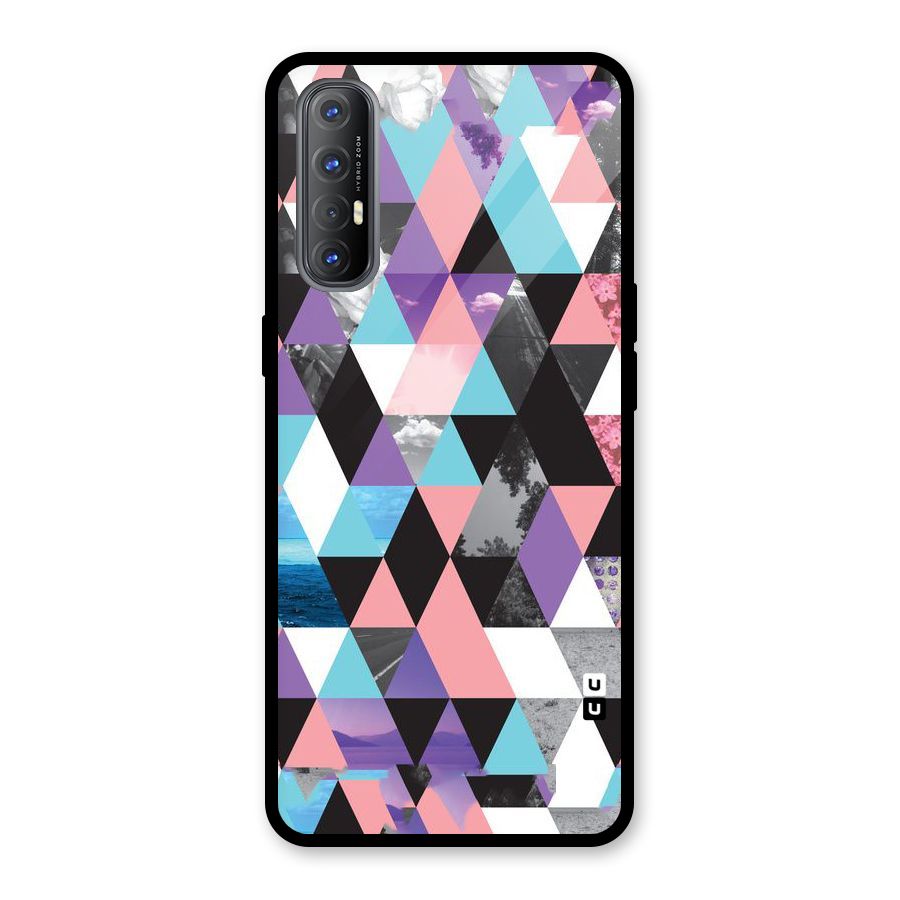 Abstract Splash Triangles Glass Back Case for Oppo Reno3 Pro