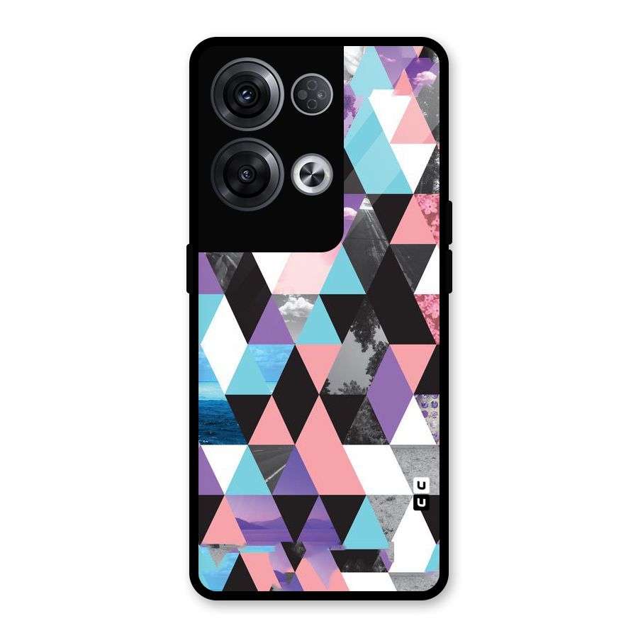 Abstract Splash Triangles Glass Back Case for Oppo Reno8 Pro 5G