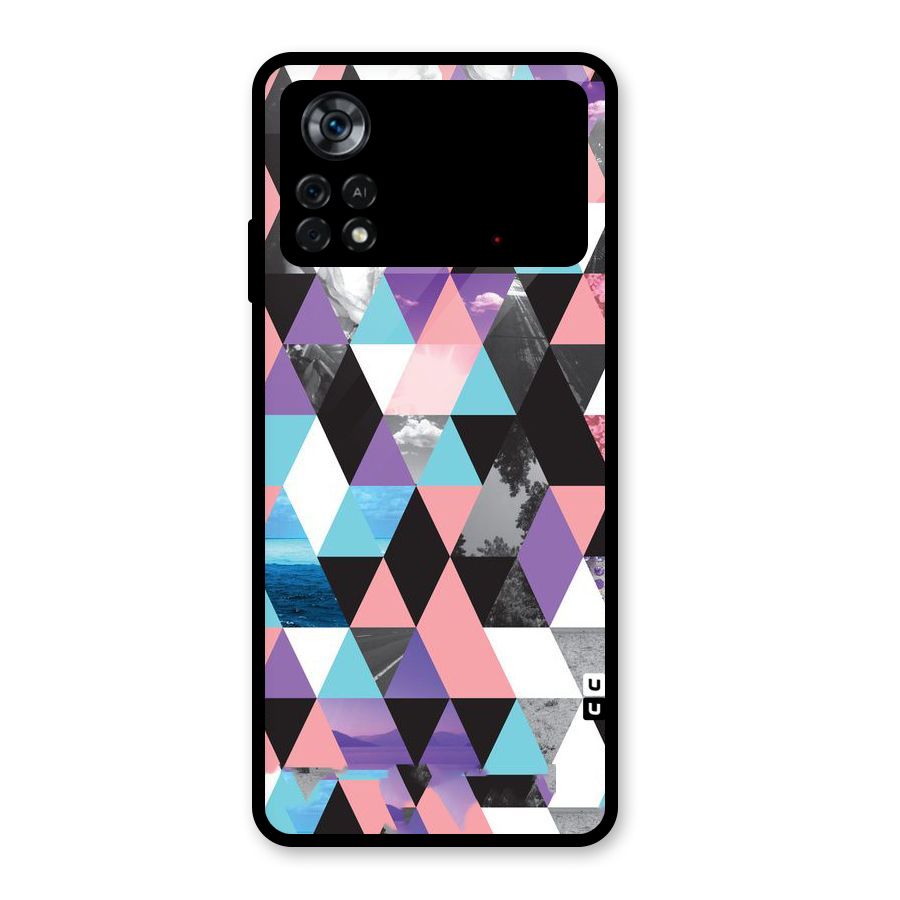 Abstract Splash Triangles Glass Back Case for Poco X4 Pro 5G