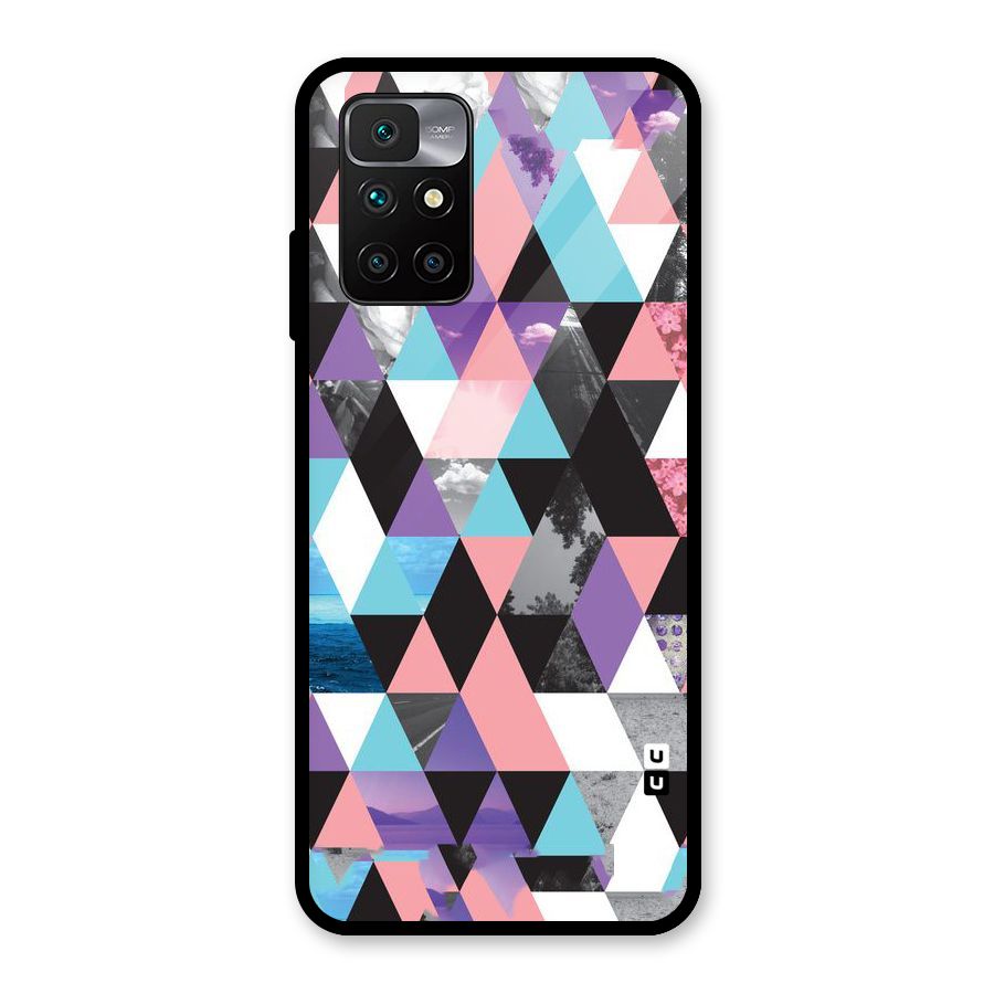 Abstract Splash Triangles Glass Back Case for Redmi 10 Prime
