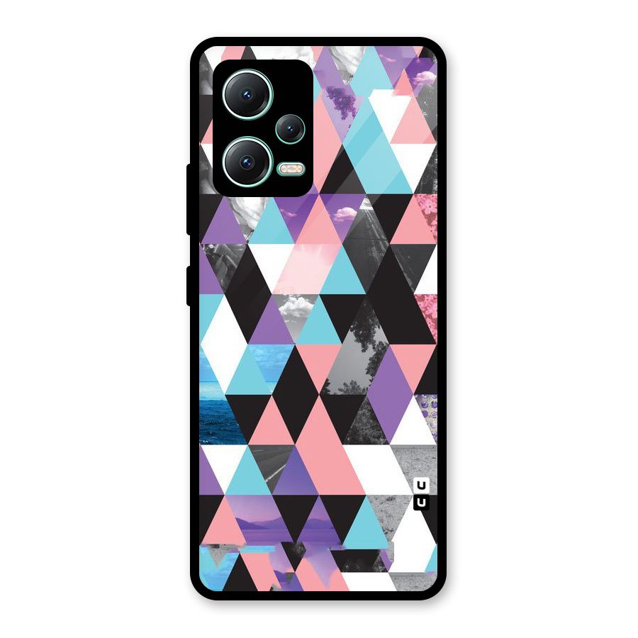 Abstract Splash Triangles Glass Back Case for Redmi Note 12 5G