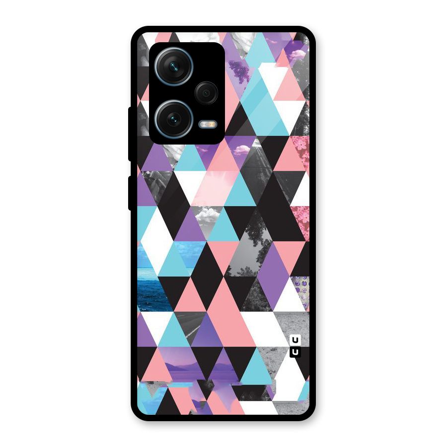 Abstract Splash Triangles Glass Back Case for Redmi Note 12 Pro Plus 5G