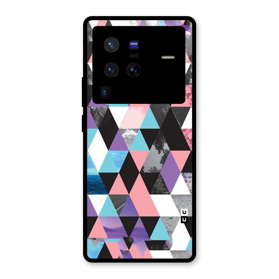 Abstract Splash Triangles Glass Back Case for Vivo X80 Pro