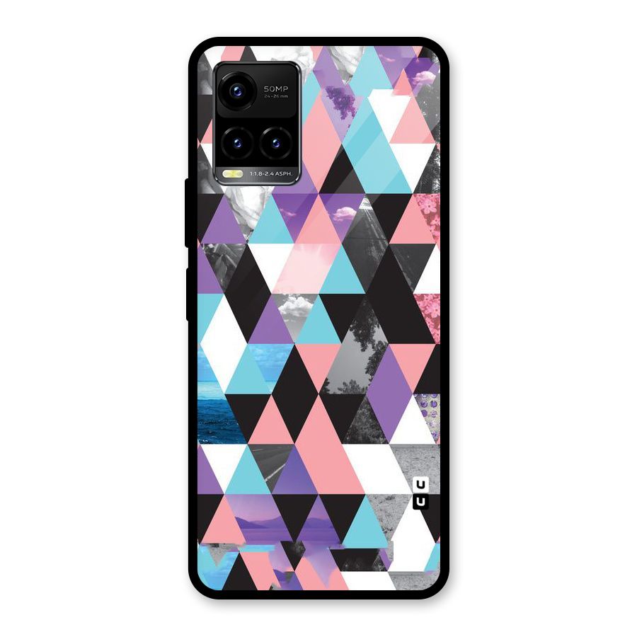Abstract Splash Triangles Glass Back Case for Vivo Y21A