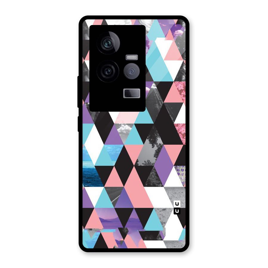 Abstract Splash Triangles Glass Back Case for Vivo iQOO 11 5G