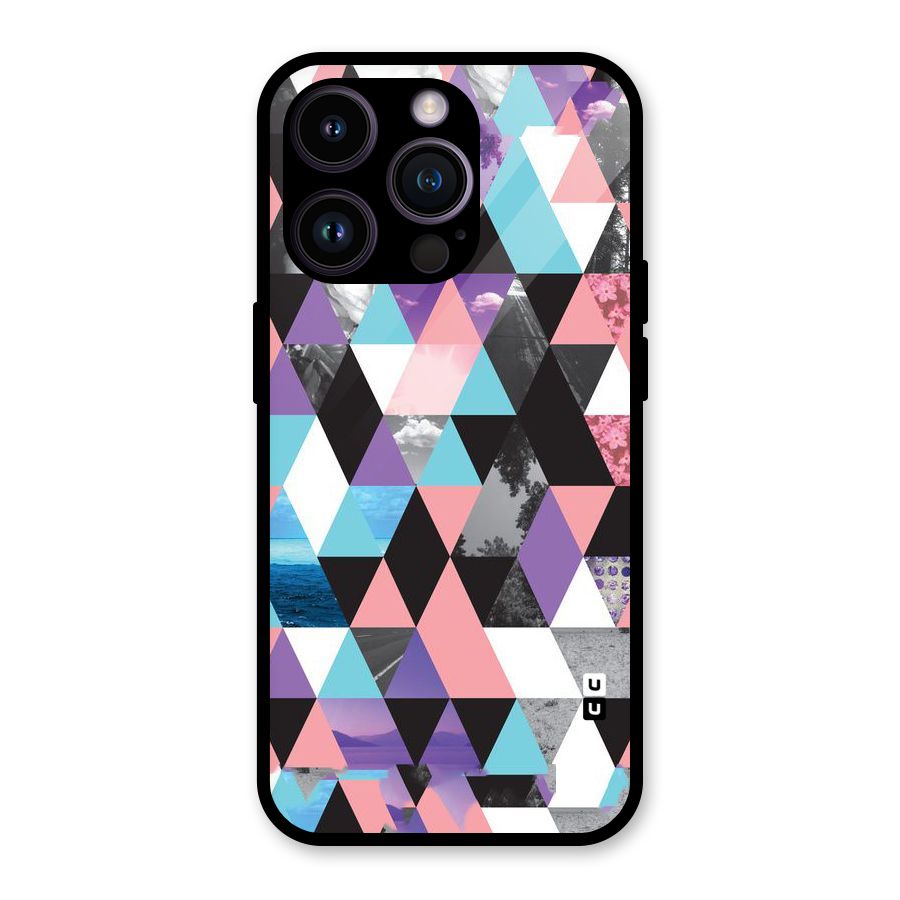 Abstract Splash Triangles Glass Back Case for iPhone 14 Pro