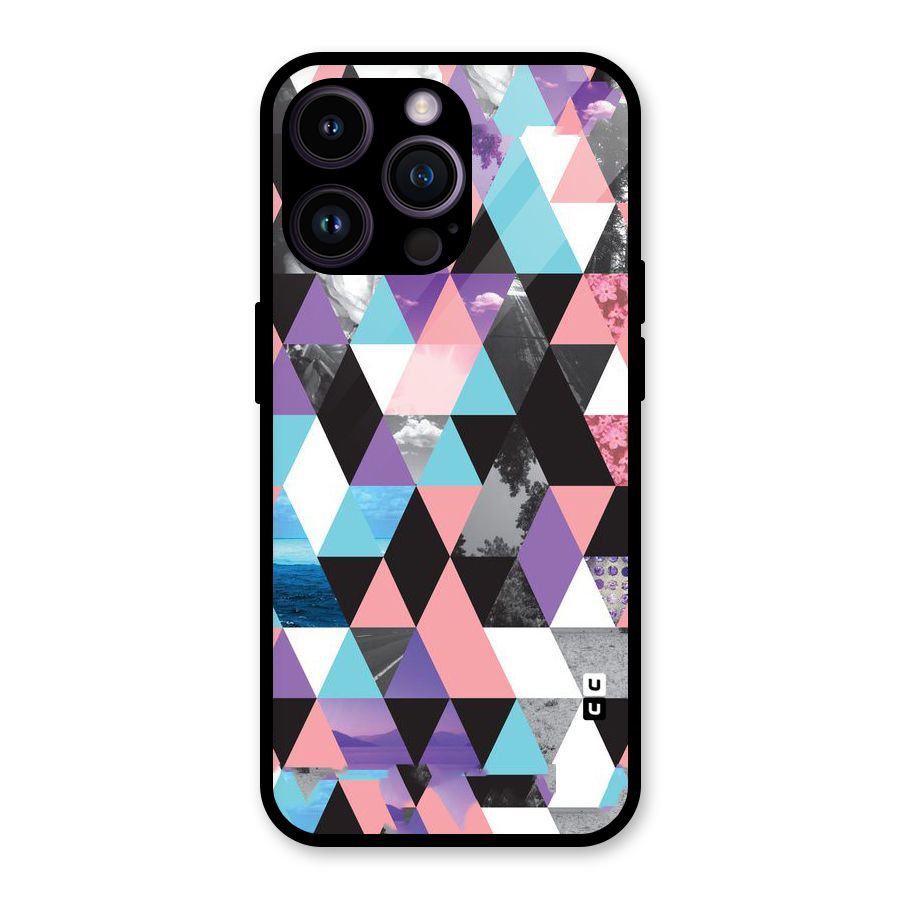 Abstract Splash Triangles Glass Back Case for iPhone 14 Pro Max
