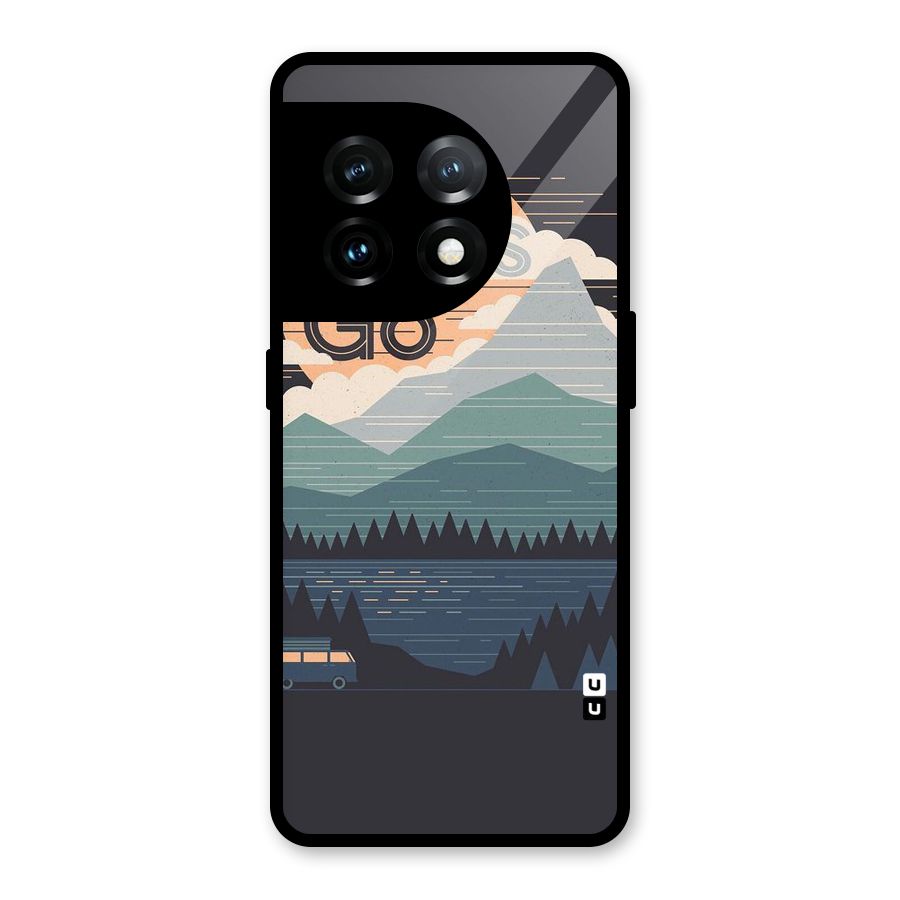 Abstract Travel Glass Back Case for OnePlus 11