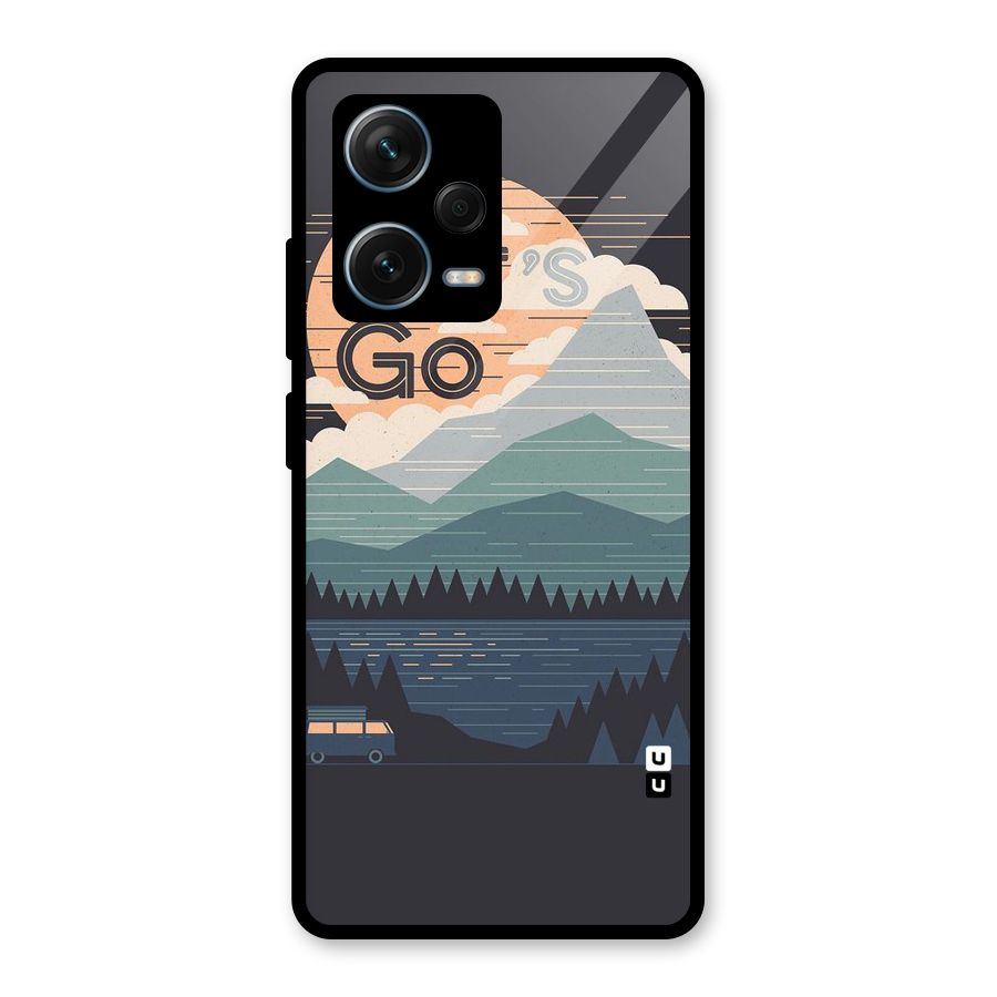 Abstract Travel Glass Back Case for Redmi Note 12 Pro Plus 5G