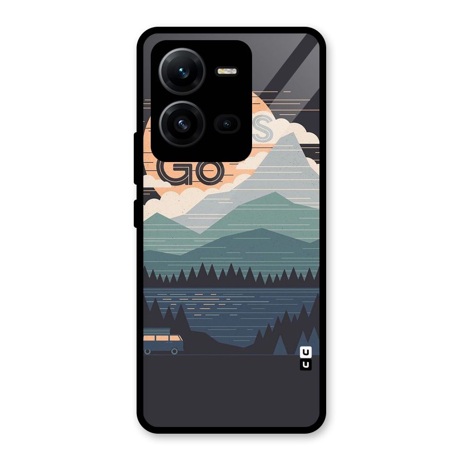 Abstract Travel Glass Back Case for Vivo V25