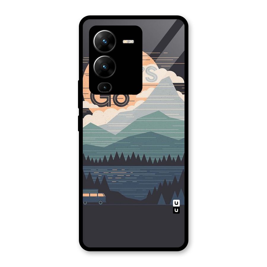 Abstract Travel Glass Back Case for Vivo V25 Pro