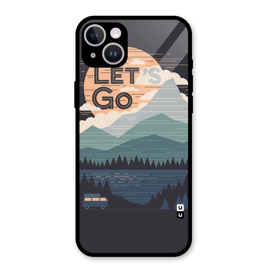 Abstract Travel Glass Back Case for iPhone 14 Plus