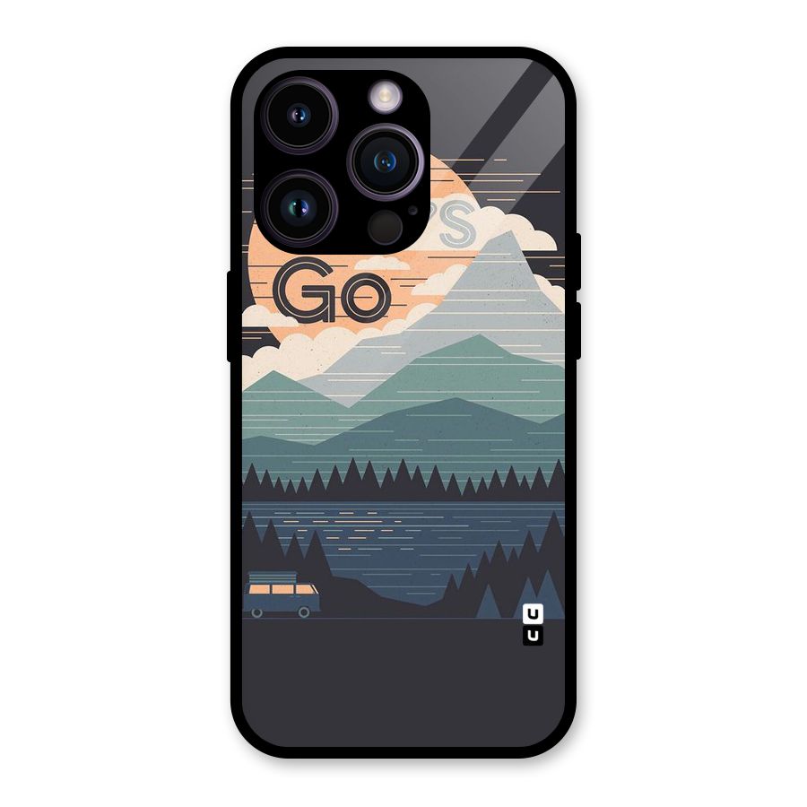 Abstract Travel Glass Back Case for iPhone 14 Pro