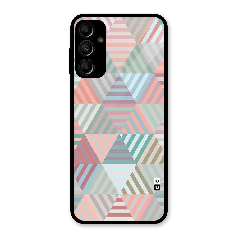 Abstract Triangle Lines Glass Back Case for Galaxy A14 5G