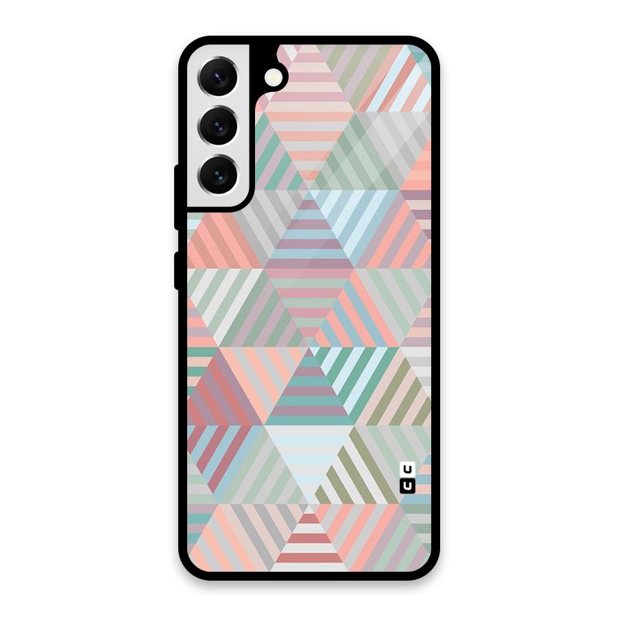 Abstract Triangle Lines Glass Back Case for Galaxy S22 Plus 5G