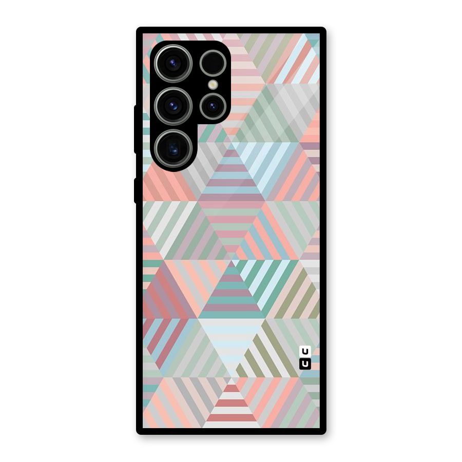 Abstract Triangle Lines Glass Back Case for Galaxy S23 Ultra